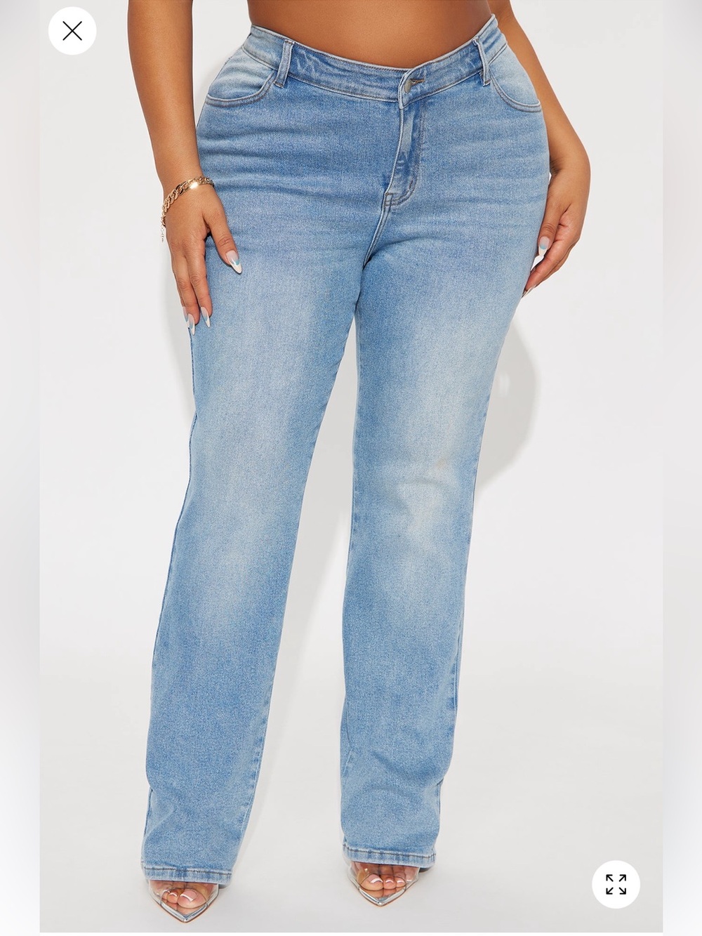 Fashion Nova Light Blue High-Rise Wide Leg Jeans